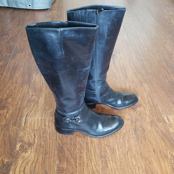 Via Spiga Shoes - VIA SPIGA KALI sz 7 BLACK LEATHER TALL EQUESTRIAN RIDING BOOTS